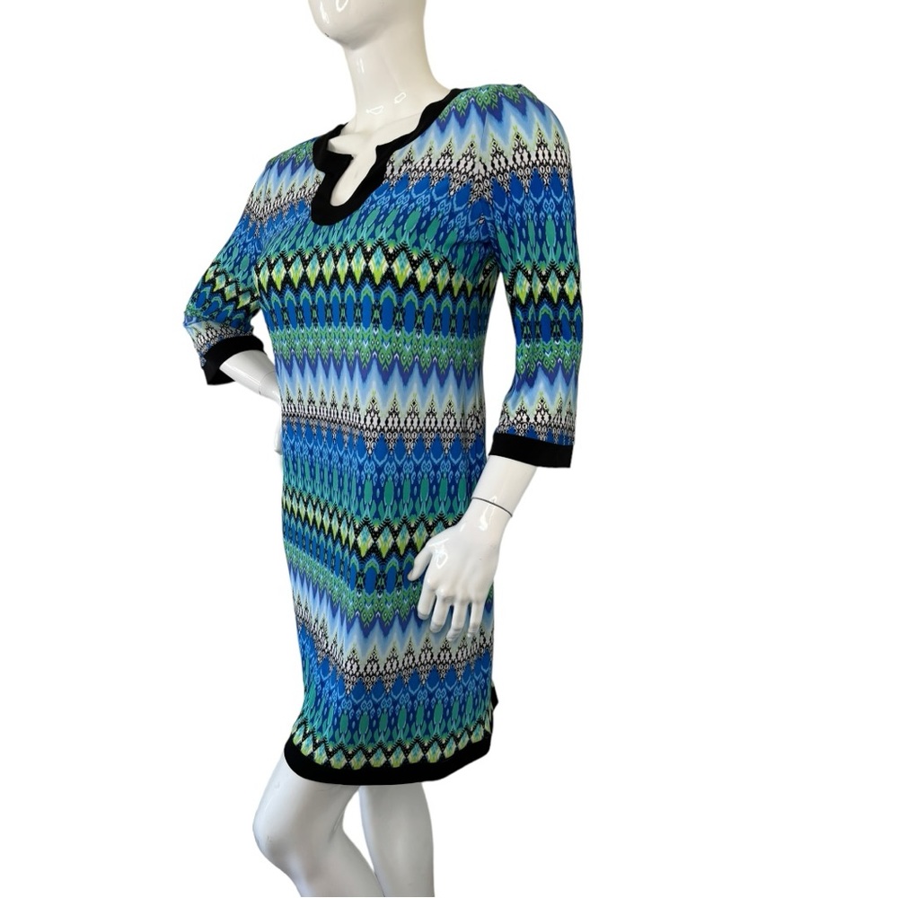 Sandra Darren Multi Color Pattern Shift Dress Str… - image 8